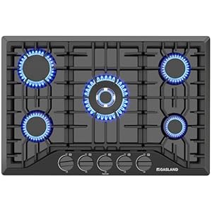 Gas Cooktop 30 Inch, GASLAND Chef PRO GH2305EF 5 Burner Gas Stove, Built-in NG/LPG Convertible Gas Cooktops, Gas Countertop Plug-in with Thermocouple Protection, Black