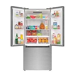 KoolMore KM RERFDSS 18C 30 Inch and 185 cu ft Counter Depth French Refrigerator with Three Doors and Deep Freezer in Stainless Steel Silver