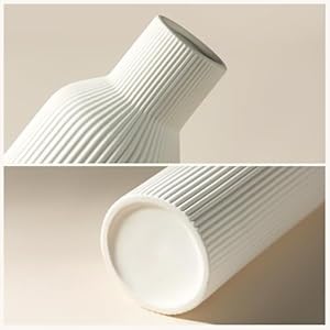 White Ceramic Vases Set of 3Farmhouse Decor Home Decor Pampas Grass Vases for Kitchen Bedroom Office Living Room Bathroom Wedding Entryway Table Centerpieces Gifts Women Mom