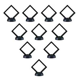 HS Set of 10 Challenge Coin Display Frame, 3D Floating Case with Stand, Medallion Medal Specimen Military Coin Clear Box (Black)