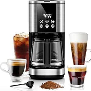 Kismile 10-Cup Drip Coffee Maker with LED Display & Touch Screen, 24H Timer, Dry Boil Protection, Programmable, 1.5L Water Tank, for Home & Office(Black) Kismile 10 Cup Drip Coffee Maker with LED Display Touch Screen 24H Timer Dry Boil Protection Programmable 15L Water Tank for Home OfficeBlack