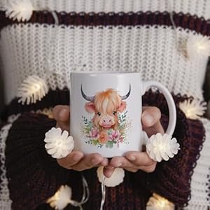   NATSUNO-Highland-Cow-Coffee-Mug-Scottish-Fluffy-Cow-Themed-Gift-Farm-Cup-11oz