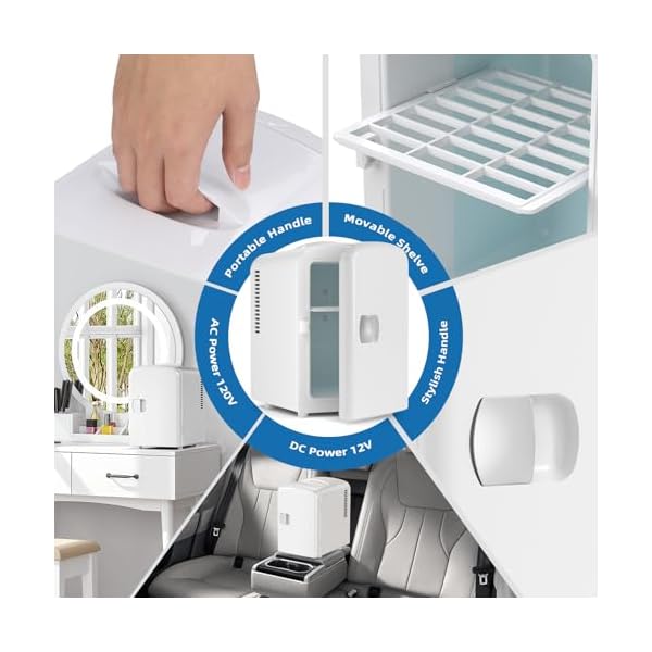   Compact-Refrigerator-Portable-Mini-Fridge-Skin-Care-4L-Capacity6-Cans-for-Bedroom-Car-Office-Dorm-Small-Cooler-for-Cosmetics-Beverage-and-Food-White
