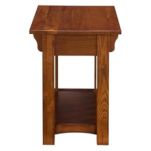 Leick home 8206 mission impeccable one drawer side table with shelf furniture medium oak russet  urban country home decor