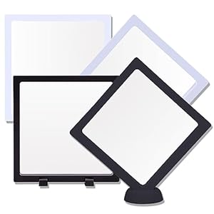 4PCS 3D Floating Frame Display Holder Stands, 7x7IN Coins Display Case Large Portable PE Film Jewelry Storage Box Transparent Display Organizer for Challenge Coins, AA Medallions, Gems