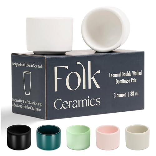 Folk-Ceramics-Leonard-Ceramic-Espresso-Cups-Modern-Stackable-Demitasse-Mugs-for-Espresso-Double-Walled-Handleless-Durable-Dishwasher-Microwave-Safe-3oz-Set-of-2-Whisper-White Folk Ceramics Leonard Ceramic Espresso Cups Modern Stackable Demitasse Mugs for Espresso Double Walled Handleless Durable Dishwasher Microwave Safe 3oz Set of 2 Whisper White