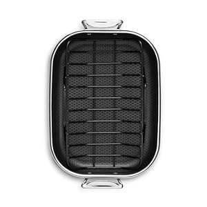 HexClad Hybrid Nonstick Small Roasting Pan with Rack, Dishwasher-Friendly, Oven-Safe Up to 900°F, Compatible with All Cooktops HexClad Hybrid Nonstick Small Roasting Pan with Rack Dishwasher Friendly Oven Safe Up to 900F Compatible with All Cooktops