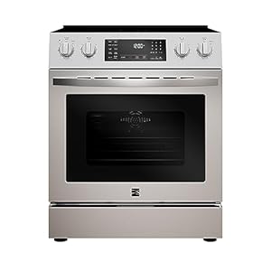 Kenmore Front Control Electric Range Oven with 5 Cooktop Elements with 7 Cooking Power Options, True Convection, Steam and Self Clean, Freestanding Oven, 4.8 cu. ft. Capacity Stainless Steel