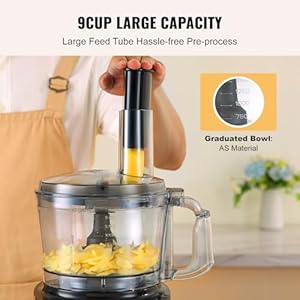 VEVOR Food Processor, 9-Cup Small Vegetable Chopper, 600W Dual-Speed Electric Meat Processor, 10 Blades & Discs, Built-in Blade Storage, Large Feed Chute & Pusher - Efficient Slice Shred & Dough Prep VEVOR Food Processor 9 Cup Small Vegetable Chopper 600W Dual Speed Electric Meat Processor 10 Blades Discs Built in Blade Storage Large Feed Chute Pusher Efficient Slice Shred Dough Prep