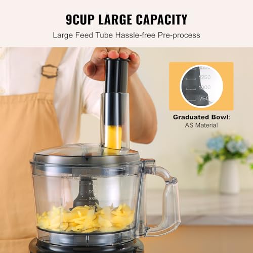 VEVOR-Food-Processor-9-Cup-Small-Vegetable-Chopper-600W-Dual-Speed-Electric-Meat-Processor-10-Blades-Discs-Built-in-Blade-Storage-Large-Feed-Chute-Pusher-Efficient-Slice-Shred-Dough-Prep VEVOR Food Processor 9 Cup Small Vegetable Chopper 600W Dual Speed Electric Meat Processor 10 Blades Discs Built in Blade Storage Large Feed Chute Pusher Efficient Slice Shred Dough Prep