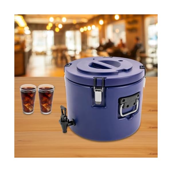 53 gallon insulated beverage cooler dispenser with stainless steel interior and spout portable sports cooler for camping hot drink dispenser for hot tea coffee cold milk water juice blue  urban country home decor