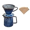 Pour Over Coffee MakerCeramic Coffee Maker With 40 pcs V60 Paper Filter15oz450ml Pour Over Coffee Dripper Starry Blue V02