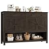 HOSTACK 55 Buffet Sideboard Cabinet with Storage Coffee Bar with 2 Drawers Farmhouse Console Table with Doors Storage Cabinet with Shelf for Kitchen Living Room Entryway Dark Brown