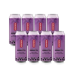 Pocas Bubble Tea with Tapioca Pearls, Taro (Pack of 8, 16.5 oz), Asian Drinks, Refreshing Milk Tea with Boba Pearls