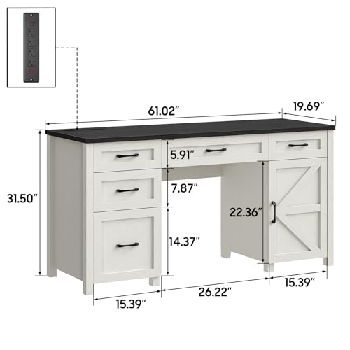 Farmhouse61executivedeskwith5drawersrusticofficedeskcomputertablewithchargingstationfiledrawersandstoragecabinetwoodworkstationforstudyandhomeofficeblack Urban Country Home Decor Farmhouse 61 executive desk with 5 drawers rustic office desk computer table with charging station file drawers and storage cabinet wood workstation for study and home office black urban country home decor