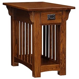 Leick home 8206 mission impeccable one drawer side table with shelf furniture medium oak russet  urban country home decor