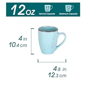 Vancasso navia coffee mug set of 4 ceramic 12 oz coffee cups for cappuccino latte tea multi blue  urban country home decor