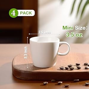 Porcelain Espresso Cups Set of 4, 3.5 oz Small Coffee Mugs, White Demitasse Cups Perfect for Espresso Machine and Coffee Maker, Microwave Dishwasher Safe Espresso Cups Porcelain Espresso Cups Set of 4 35 oz Small Coffee Mugs White Demitasse Cups Perfect for Espresso Machine and Coffee Maker Microwave Dishwasher Safe Espresso Cups