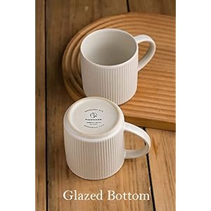 famiware Coffee Mug Set for 6 Star 12 oz Catering Mugs Cup Set with Handle for Coffee Tea Cocoa Milk Ceramic Stoneware Drinkware Set Matte White