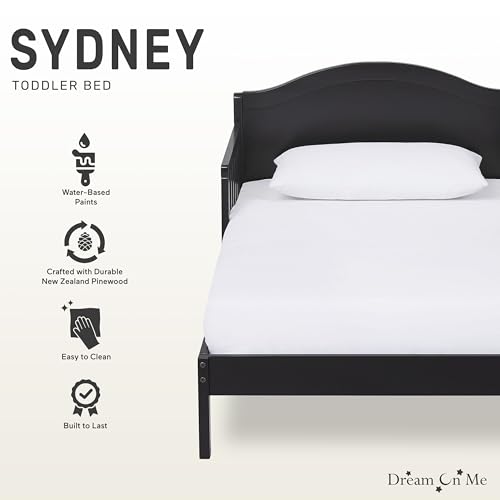Dream-On-Me-Sydney-Toddler-Bed-in-Black-Greenguard-Gold-Certified-JPMA-Certified-Low-To-Floor-Design-Non-Toxic-Finish-Safety-Rails-Made-Of-Pinewood Dream On Me Sydney Toddler Bed in Black Greenguard Gold Certified JPMA Certified Low To Floor Design Non Toxic Finish Safety Rails Made Of Pinewood