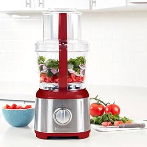 Kenmore 11 cup food processor vegetable fruit salad cutter multifunctional 500 w chopper clicer mincer puree grater blades shredder compact stainless steel kitchen appliances red  urban country home decor