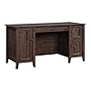 Sauder carson forge rustic vintage computer desk with drawers storage 5906 l x 2347 w x 2953 h coffee oak  urban country home decor