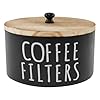 Coffee Filter Holder Wooden Large Capacity Rustic Coffee Filter Storage Case Dispenser with Bamboo Lid Round Organizer Basket Container Storage for Coffee Pod and Filter Coffee Bar Accessories