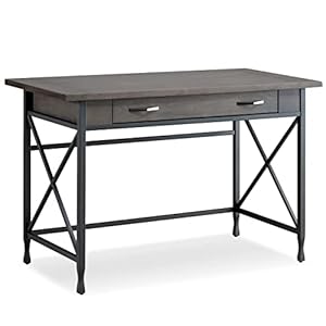 Leick Home 23400 Chisel & Forge Writing Computer Desk with Drop Front Keyboard Drawer, Smoke Gray and Matte Black Leick Home 23400 Chisel Forge Writing Computer Desk with Drop Front Keyboard Drawer Smoke Gray and Matte Black