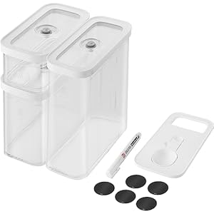 ZWILLING Fresh Save CUBE Storage Organizer 5 Piece Medium Set Pantry Organizers and Storage Plastic BPA Free Airtight Dry Food Storage Container for Storing Almonds Banana Chips Nuts and more