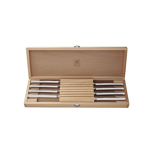 Zwilling 8 piece stainless steel steak knife set in wood gift box  urban country home decor
