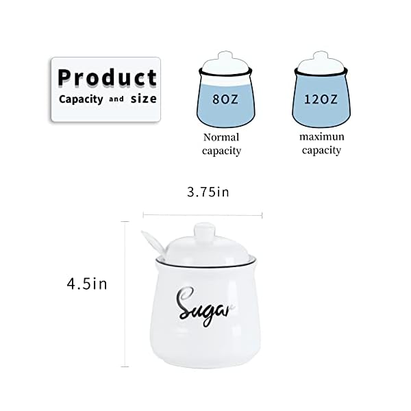   HAOTOP-Farmhouse-Porcelain-Sugar-Bowl-with-Lid-and-Spoon-12ozEasy-to-Clean-White