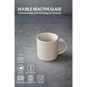 famiware Coffee Mug Set for 6 Star 12 oz Catering Mugs Cup Set with Handle for Coffee Tea Cocoa Milk Ceramic Stoneware Drinkware Set Matte White