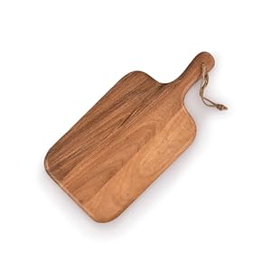 Samhita Acacia Wood Cutting Board for Meat Cheese Bread Vegetables Fruits with Grip Handle 15 x 7