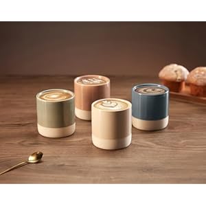 Kook latte mugs ceramic artisanal stoneware no handle japanese tea cups for coffee tea cocoa microwave and dishwasher safe multicolor 105 oz set of 4  urban country home decor