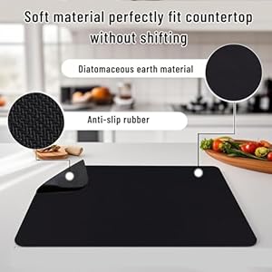 Coffee Mat 12×19 Drying Matt Kitchen Counter Super Absorbent Quick Drying Coffee Bar Mat Cuttable Drying Mat Rubber Backed Non Slip Dish Drying Matfor Kitchen Coffee BarBlack