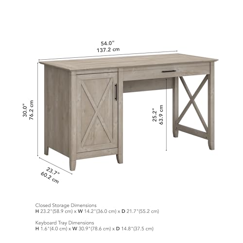 Bush-Furniture-Key-West-Computer-Desk-with-Storage-Farmhouse-PC-Table-for-Home-Office-in-Washed-Gray-54W-x-24D Bush Furniture Key West Computer Desk with Storage Farmhouse PC Table for Home Office in Washed Gray 54W x 24D
