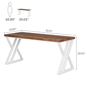 Tribesigns Modern WalnutWhite 55 Heavy Duty Computer Desk Study Work Desk 236D x 551W x 295H Z Shaped Metal Legs 330 lbs Capacity