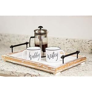 Farmhouse Hubby and Wifey Funny Campfire Couples Coffee Mug Set 14oz Ceramic Mugs Perfect for Husband and Wife