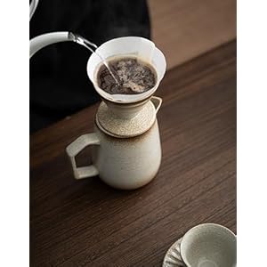 Pour Over Coffee MakerCeramic Coffee Maker With 100 pcs V60 Paper Filter16oz480ml Pour Over Coffee Dripper Off White