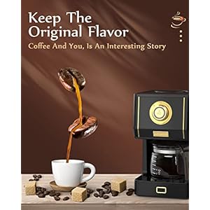 Amaste Coffee Maker 25 Oz Drip Retro Style Coffee Machine with Glass Coffee Pot with Reusable Coffee Filter Three Brewing Modes 30minute Warm Keeping CM 1003AE Black