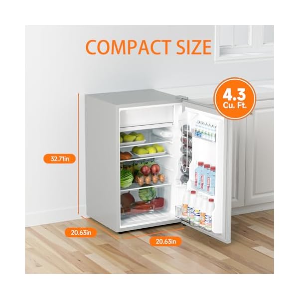   43-CuFt-Mini-Fridge-With-Freezer-Single-Door-Mini-Fridge-w7-Settings-Temperature-Adjustable-Mini-Refrigerator-for-Apartment-Bedroom-Office-Dorm-Grey