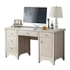 55 solid wood executive desk farmhouse office computer desk with 5 drawers storage cabinet wooden writing table for home office study bedroomgray  urban country home decor