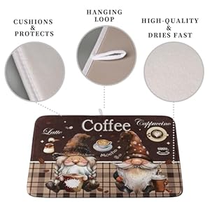   Coffee-Gnomes-Kitchen-Dish-Drying-Mat-for-Dishes-16x18-InchCoffee-Maker-Mats-for-TabletopBrown-Buffalo-Plaid-Mocha-Coffee-Cup-Dishes-Drainer-Mats-Super-Absorbent-Dish-Rack-Pad-for-Bar-Sinks-Counter