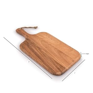 Samhita Acacia Wood Cutting Board for Meat Cheese Bread Vegetables Fruits with Grip Handle 15 x 7