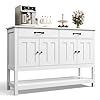 Gizoon 47 Buffet Sideboard Cabinet with Storage Modern Farmhouse Coffee Bar with 2 Drawers and Doors Entryway Table with Shelf for Living Room Kitchen and Hallway