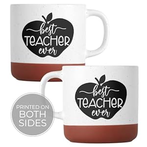 Best teacher ever mug 13 oz speckled ceramic educator coffee mugteacher apple themed mugfarmhouse style coffee cup  urban country home decor