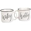 Farmhouse Hubby and Wifey Funny Campfire Couples Coffee Mug Set 14oz Ceramic Mugs Perfect for Husband and Wife