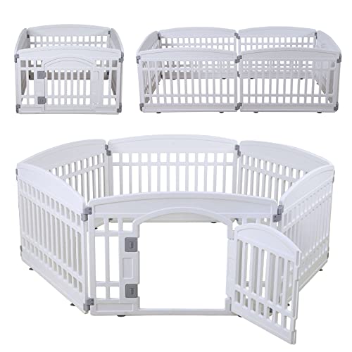 Pet-Playpen-for-Dogs-Heavy-Plastic-Puppy-Exercise-Pen-Indoor-Outdoor-Small-Pets-Fence-Puppies-Folding-Cage-6-Panels-for-Puppies-and-Small-Dogs-House-Supplies-White-6Panel