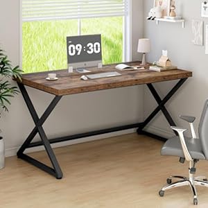 IBF Rustic Computer Desk, Industrial 47” Home Office Desk, Farmhouse Wood Metal Work Desk for Writing Study, Vintage Minimalist Executive Workstation PC Gaming Table in Bedroom, Rustic Brown IBF Rustic Computer Desk Industrial 47 Home Office Desk Farmhouse Wood Metal Work Desk for Writing Study Vintage Minimalist Executive Workstation PC Gaming Table in Bedroom Rustic Brown