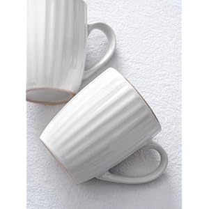 Famiware coffee mugs sets for 6 eden 12 oz mug set coffee cups with handle for coffee tea cocoa and milk microwave and dishwasher safe white stripe  urban country home decor